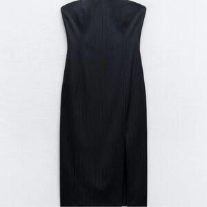 Zara Pinstripe Strapless Dress